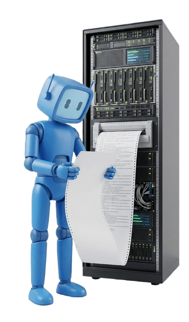 Robot reading a document printed by a server